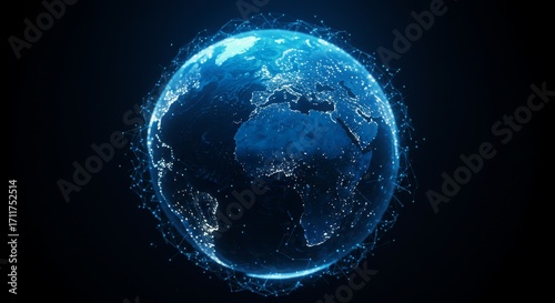 Wallpaper Mural Connected world illustration with blue globe and digital network concept Torontodigital.ca