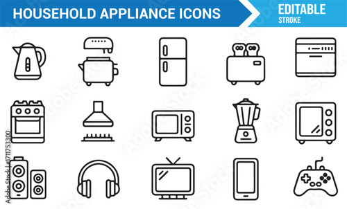 Modern home appliance vector illustrations, kitchen and lifestyle devices