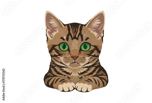 illustration of a ginger kitten sitting. cat logo