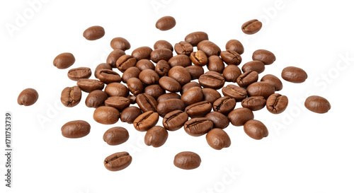 Roasted coffee beans closeup view.