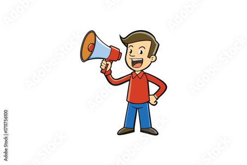 businessman shouting into megaphone