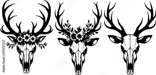 Floral Antlers - Mystic Deer Skulls"