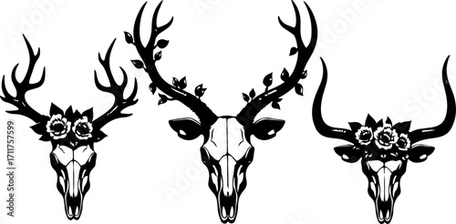 Floral Antlers - Mystic Deer Skulls"