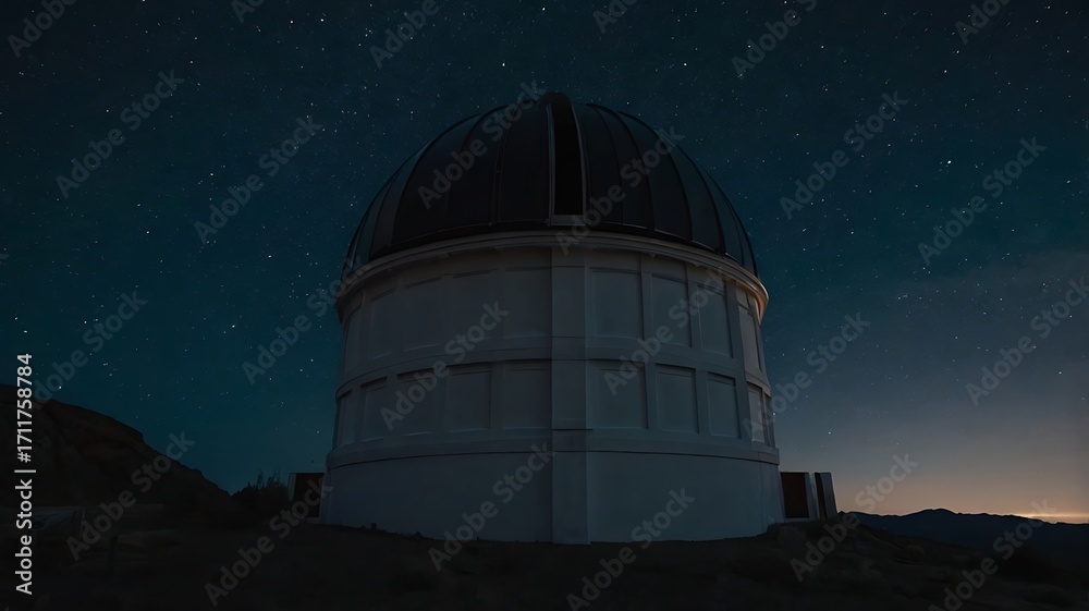 Fototapeta premium Clean Silhouette of Telescope Dome Framed by Night Sky
