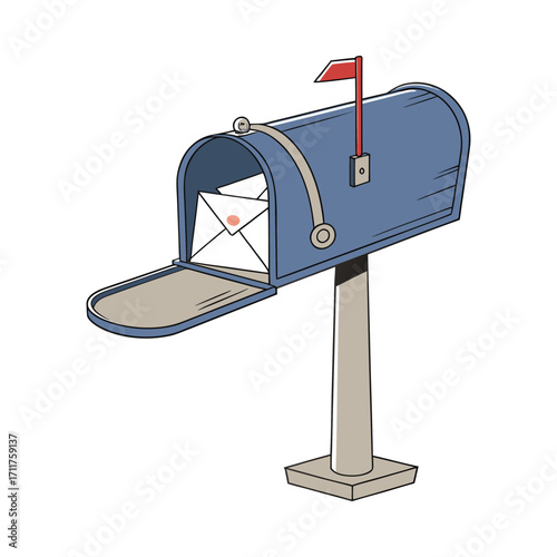 Classic blue mailbox standing proudly glossy design