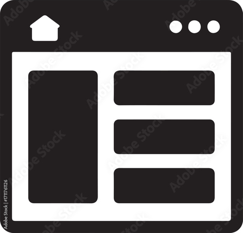 Website homepage layout silhouette icon, simple vector design for web and UI interface.