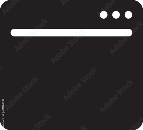 Web browser window silhouette icon, simple vector design for internet, UI, and digital use.