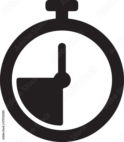 Countdown timer circle silhouette icon, vector design for time, clock, and digital use.