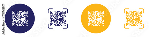 Scan QR code icon. Digital scanning QR code. QR code for payment. Vector illustration. EPS 10