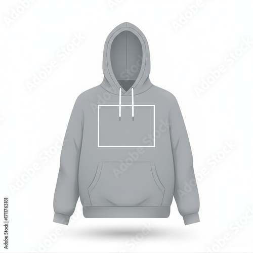 Grey Hoodie Mockup Front View