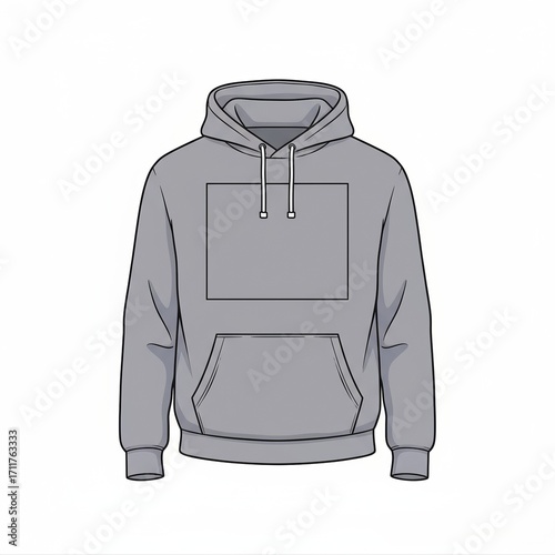 Gray Hoodie with Customizable Area - Apparel Mockup