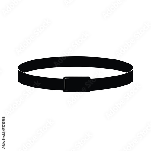 Minimalist black belt silhouette on white background