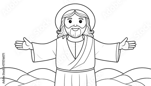 A simple black and white illustration of Jesus