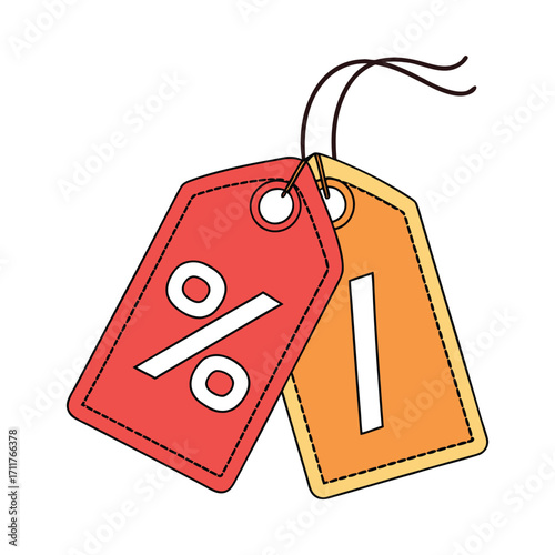 Vibrant stylized illustration of two price tags