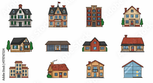 Icon set type of houses