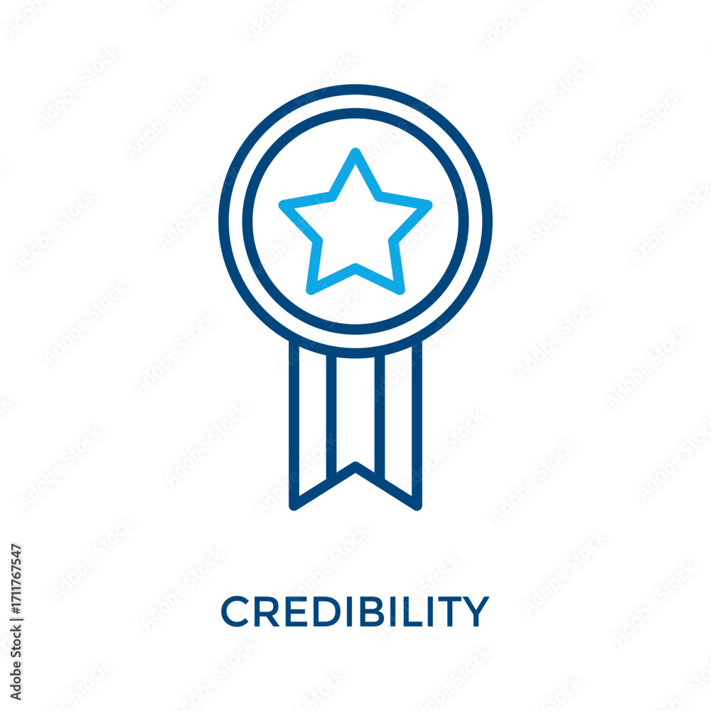 Fototapeta premium Credibility Icon Outline Color Style. Vector Illustration For Graphic Design