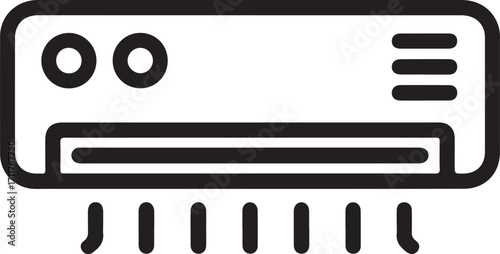 Modern air conditioner unit icon with cool air flow