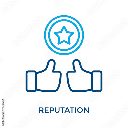Reputation Icon Outline Color Style. Vector Illustration For Graphic Design