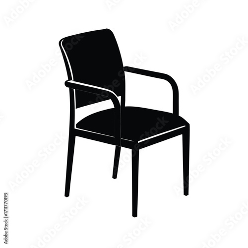 Minimalist black chair silhouette on white background