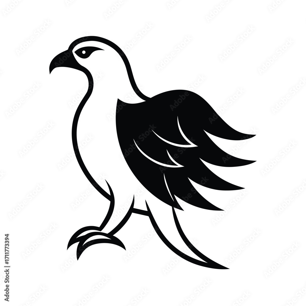 Obraz premium Minimalist black eagle silhouette on white background