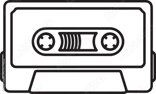 Retro cassette tape outline icon for music and sound