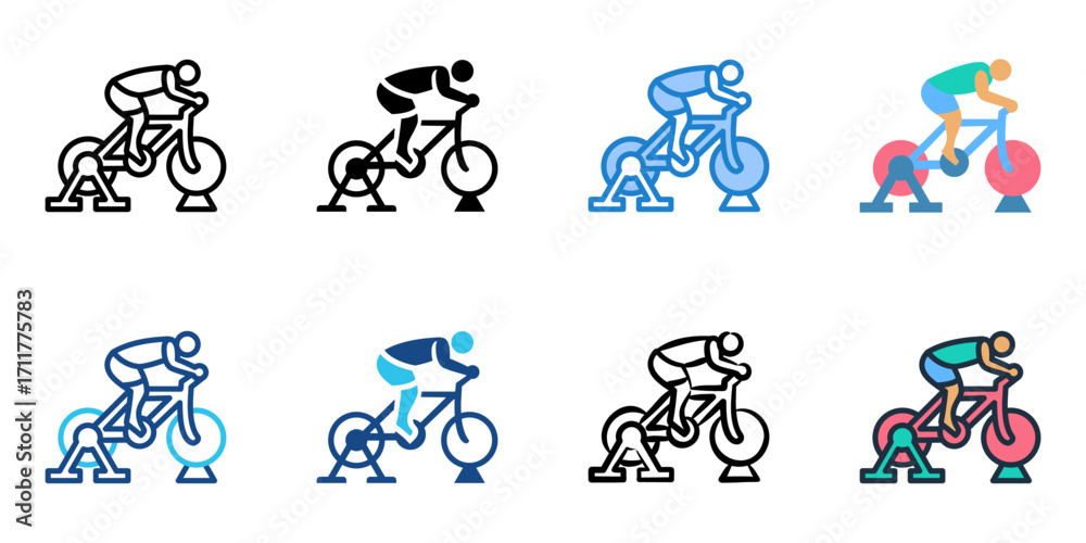 Fototapeta premium Cycling Training icon set multiple style collection 