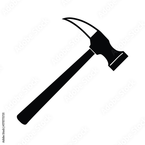 Black hammer silhouette on white background