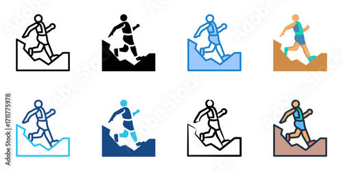 Trail Running icon set multiple style collection 
