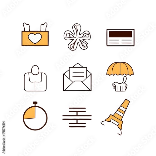 Stylized Yellow and Brown Traffic Cone Icon with White Stripes.