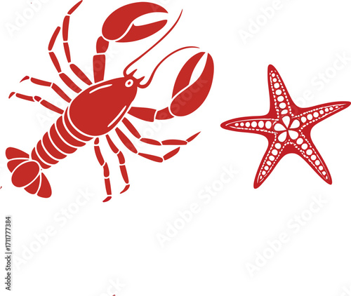 Minimalist line icon of crab Starfish