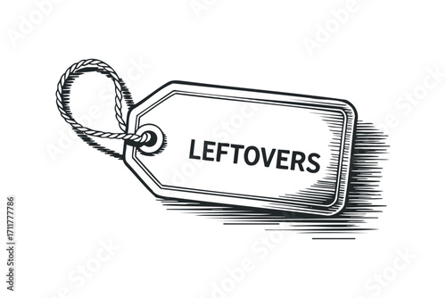 Label with text Leftovers on. Vector hand drawn illustration