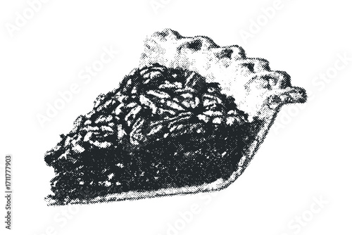 Halftone Style Slice of Fruit Pie on. Vector hand drawn illustration