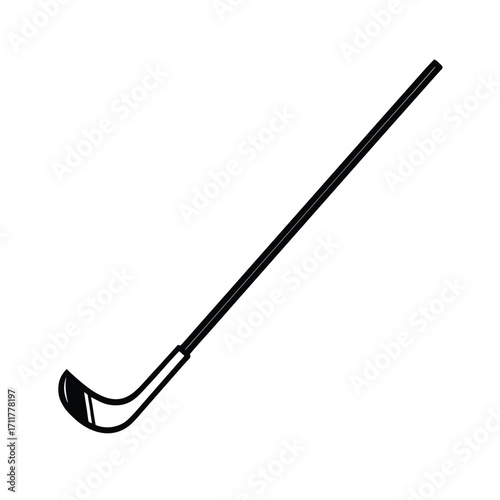 Black hockey stick silhouette on white background