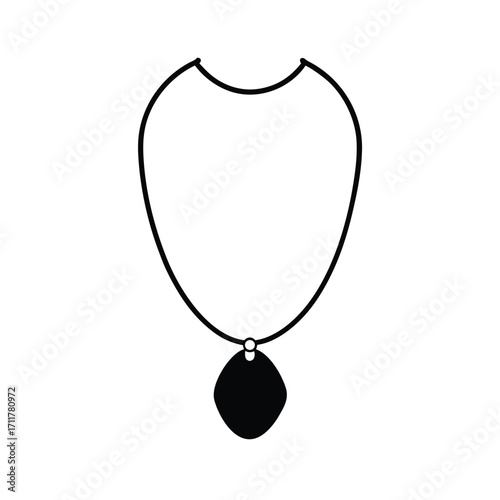 Elegant black necklace silhouette on white background