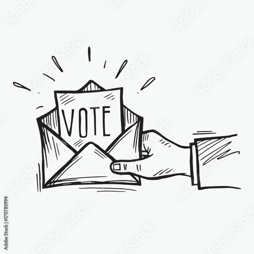 Voting Concept Hand Delivering Ballot by Mail