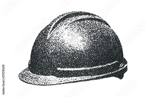 Hard hat protective headwear image on white. Vector hand drawn illustration