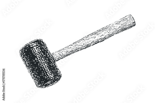 Hand drawn rubber mallet tool. Vector hand drawn illustration