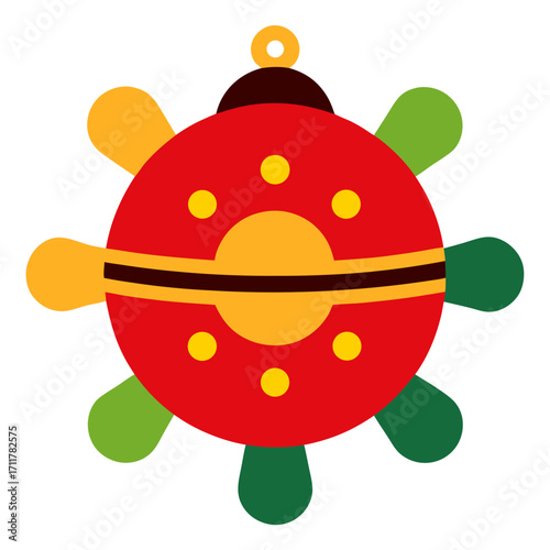 Colorful festive ornament with petal like projections