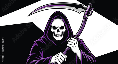Grim reaper with scythe, symbol of death and mortality
