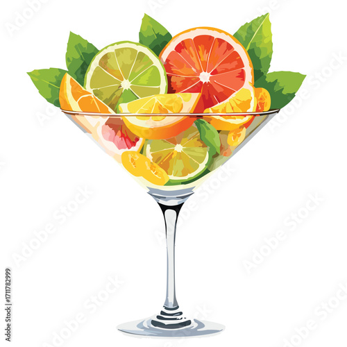 Citrus Fruit salad in cocktail glass vitamin C