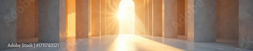 Sunbeams illuminate a serene, minimalist chapel; its design inspires contemplation and connection to something greater  The architecture evokes peace and spiritual reflection , chapel, light