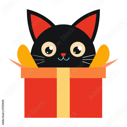 cat with gift box