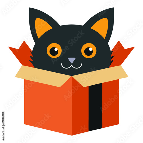 cat with gift box