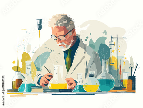 scientist in lab vector art