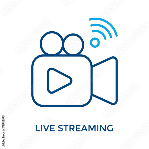 Live Streaming Icon Outline Color Style. Vector Illustration For Graphic Design