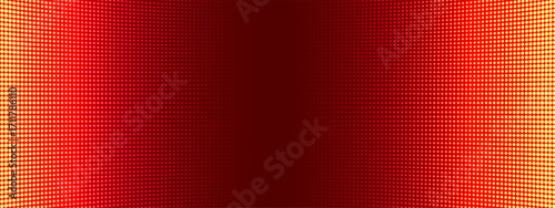 Red digital screen LED panel light and pixel grid texture. 3D stage background or futuristic video wall for concert backdrop. Neon gradient pattern or OLED curve projection club displays.