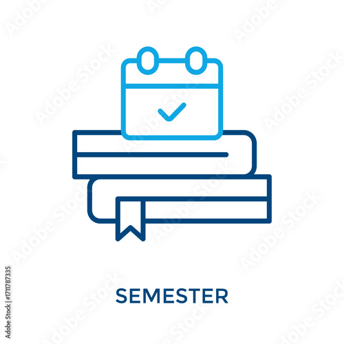 Semester Icon Outline Color Style. Vector Illustration For Graphic Design