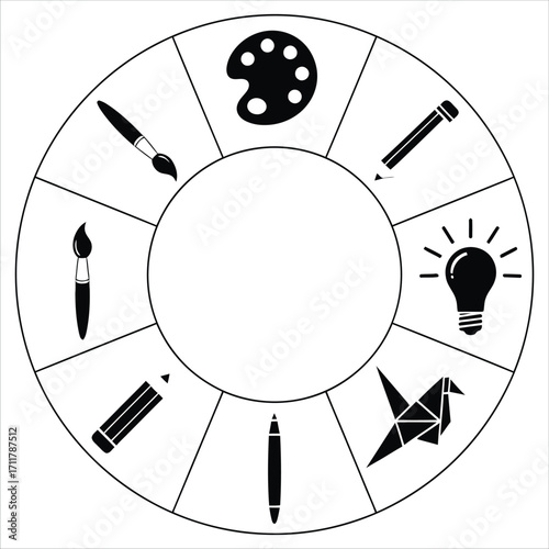 Creative Inspiration and Art Tools Conceptual Wheel Diagram