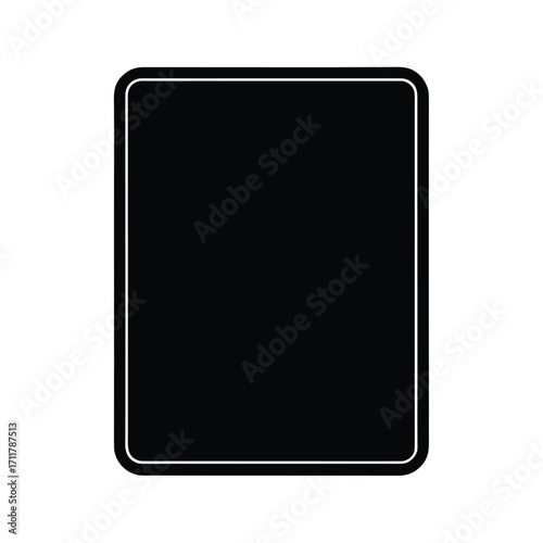 Minimalist black tablet silhouette on white background
