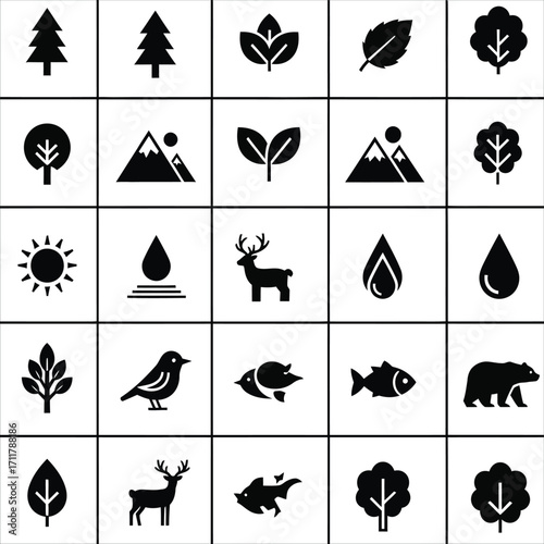 A curated collection of nature and environmental icons for diverse design projects